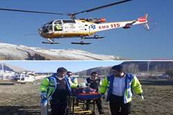 پرواز بالگرد اورژانس هوایی شیراز بر فراز شهرستان بیضا