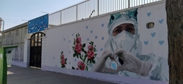 رونمایی از نخستین نقاشی دیواری با موضوع «مدافعان سلامت» در استان فارس